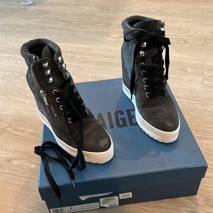 Paige Zoe graphite suede wedge sneaker